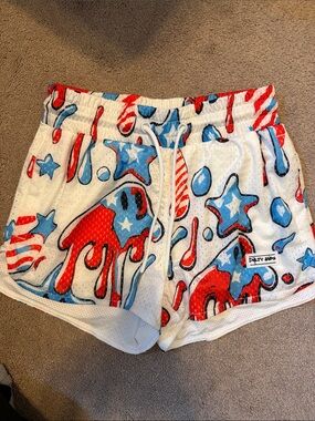 Dirty Mids White, Red and Blue Star Print youth Shorts